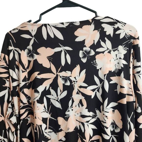 Roz & Ali NWOT Butterfly Floral Print Trumpet Sleeve Blouse Tie Front Size 1X - Picture 8 of 10